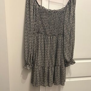 Altar'd State Black and crème flowers Long Sleeve Dress